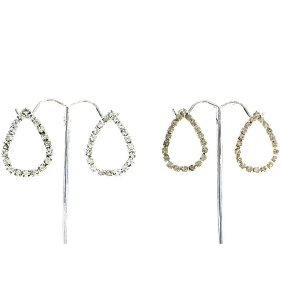 Wholesale 12 Pairs Pyramid Rhinestone Earrings Pierced Post Gold Silver NEW Bulk - Picture 3 of 3